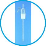 Pump head for glass reservoir bottle, for compact automatic burette