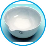 Evaporating basins, porcelain, with spout, round bottom, medium form