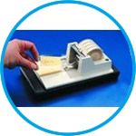 Adhesive tape for label protection, PES and Tape dispenser, ABS