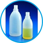 Narrow-mouth bottles without closure, PE, graduated
