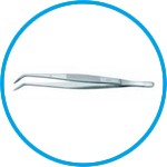 Forceps, curved end, stainless steel