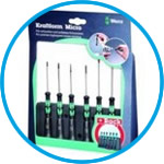Electronics screwdriver set with rack
