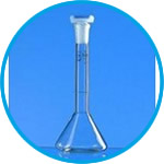Volumetric trapezoidal flasks, borosilicate glass 3.3, class A, blue graduations
