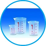 Griffin beakers PMP, with printed red scale