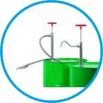 Barrel pumps, stainless steel, flexible tubing with stopcock