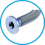Vacuum fittings, flexible metal tubing, concertina