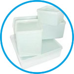 Storage boxes, HDPE with tightly closing LDPE lid