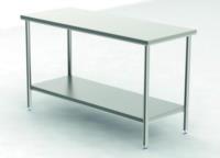 Cleanroom tables with a smooth worktop with shelf