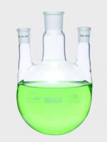 Round bottom flasks with three necks, NS joints, parallel side arms, borosilicate glass 3.3