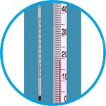 Simple type thermometer, solid stem, red filling