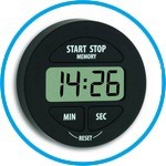 Digital countdown timer and stopwatch, round