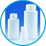 Wide-mouth bottles, LDPE, with screw cap, PP