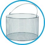 Wire baskets with handle, round, stainless steel