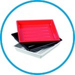 Photographic trays LaboPlast®, PVC, shallow form with ribs on bottom, profile shape rounded