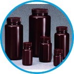 Wide-mouth bottle Nalgene™ Economy, HDPE, with screw cap, PP, brown
