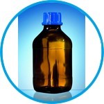 Dispenser / bottle-top flasks, amber soda-lime glass