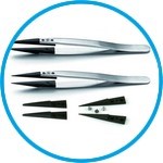 Precision Forceps, anti-Magnetic, anti-Acid, replaceable tips