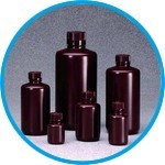 Narrow-mouth bottles Nalgene™, with closure, HDPE, amber