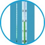 General purpose thermometer, enclosed-scale type, green filling