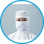 Hoods ASPURE, for cleanroom overalls, Polyester, with integrated mask