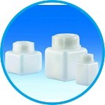 Wide-mouth square bottles, HDPE, with screw cap, LDPE