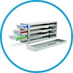 Racks with Sliders, for cryo boxes, stainless steel