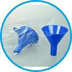 Disposable powder funnels, PS, blue