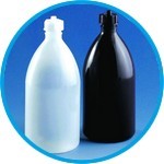 Narrow mouth bottles, LDPE, for automatic burette, brown