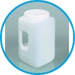 Wide-mouth containers with handle, HDPE, with screw cap