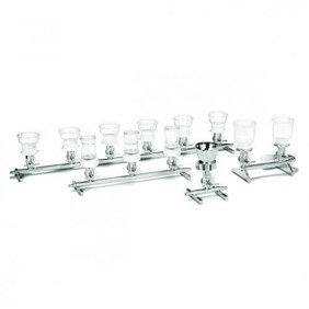 3 branch Microsart Manifold with 500ml Stainless Steel Funnels Sartorius Lab Instruments 168M3-SS500
